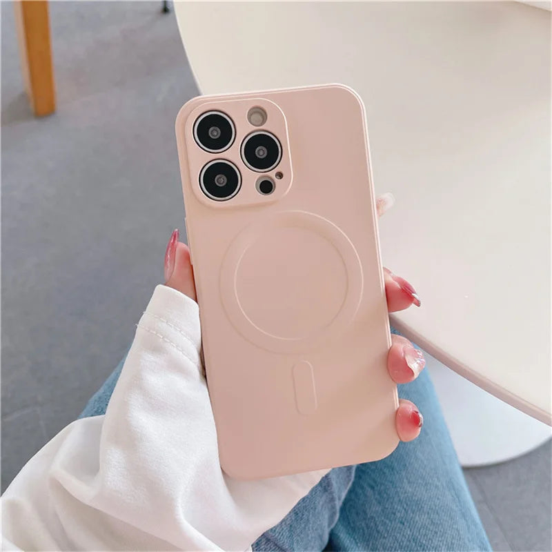 Magsafe Magnetic Wireless Charging Liquid Silicone Soft Case for iPhone