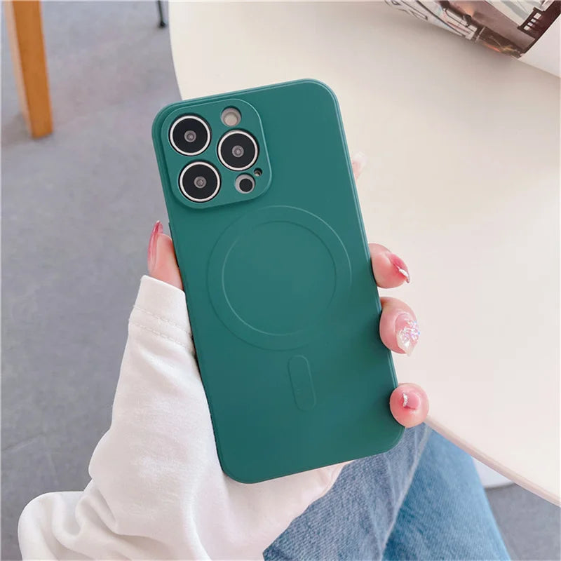 Magsafe Magnetic Wireless Charging Liquid Silicone Soft Case for iPhone