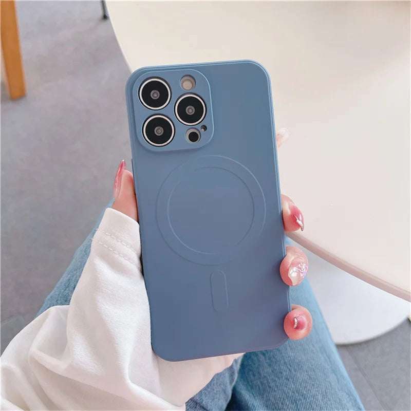 Magsafe Magnetic Wireless Charging Liquid Silicone Soft Case for iPhone