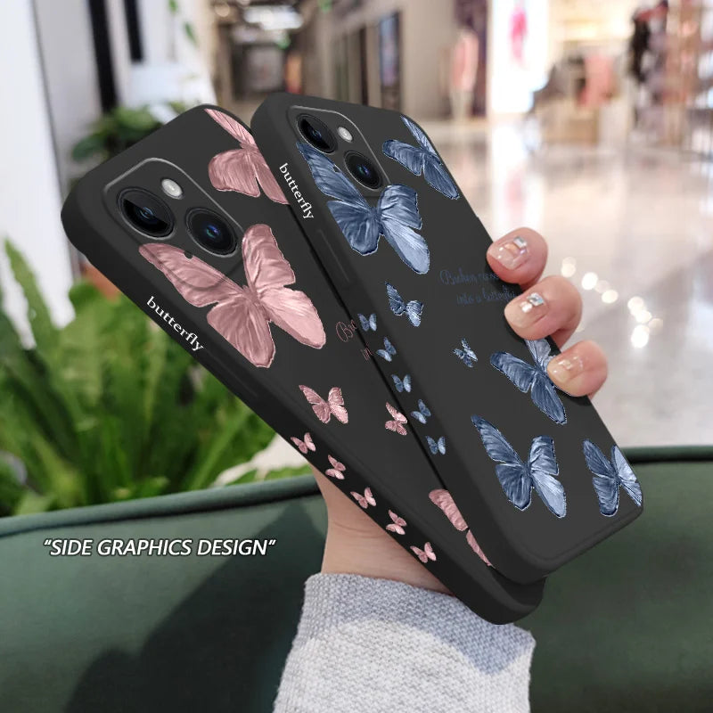 Butterfly Flowers Silicone  Case For iPhone