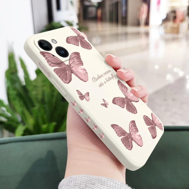 Butterfly Flowers Silicone  Case For iPhone