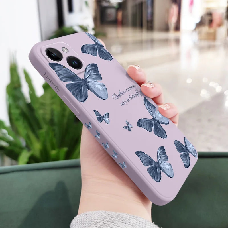 Butterfly Flowers Silicone  Case For iPhone