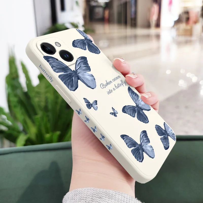 Butterfly Flowers Silicone  Case For iPhone