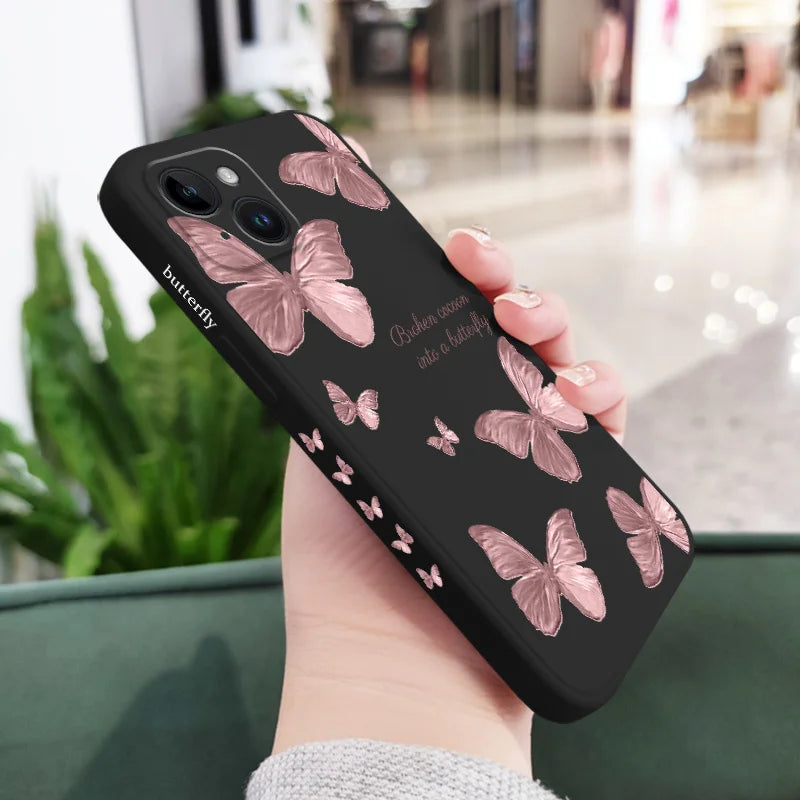 Butterfly Flowers Silicone  Case For iPhone