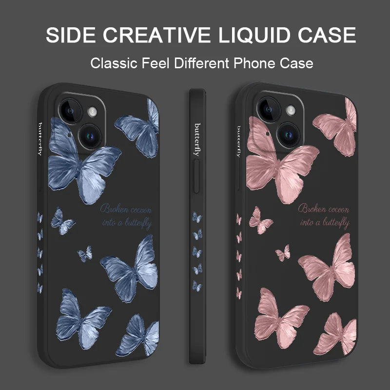 Butterfly Flowers Silicone  Case For iPhone