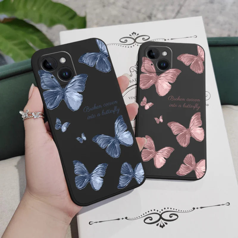 Butterfly Flowers Silicone  Case For iPhone
