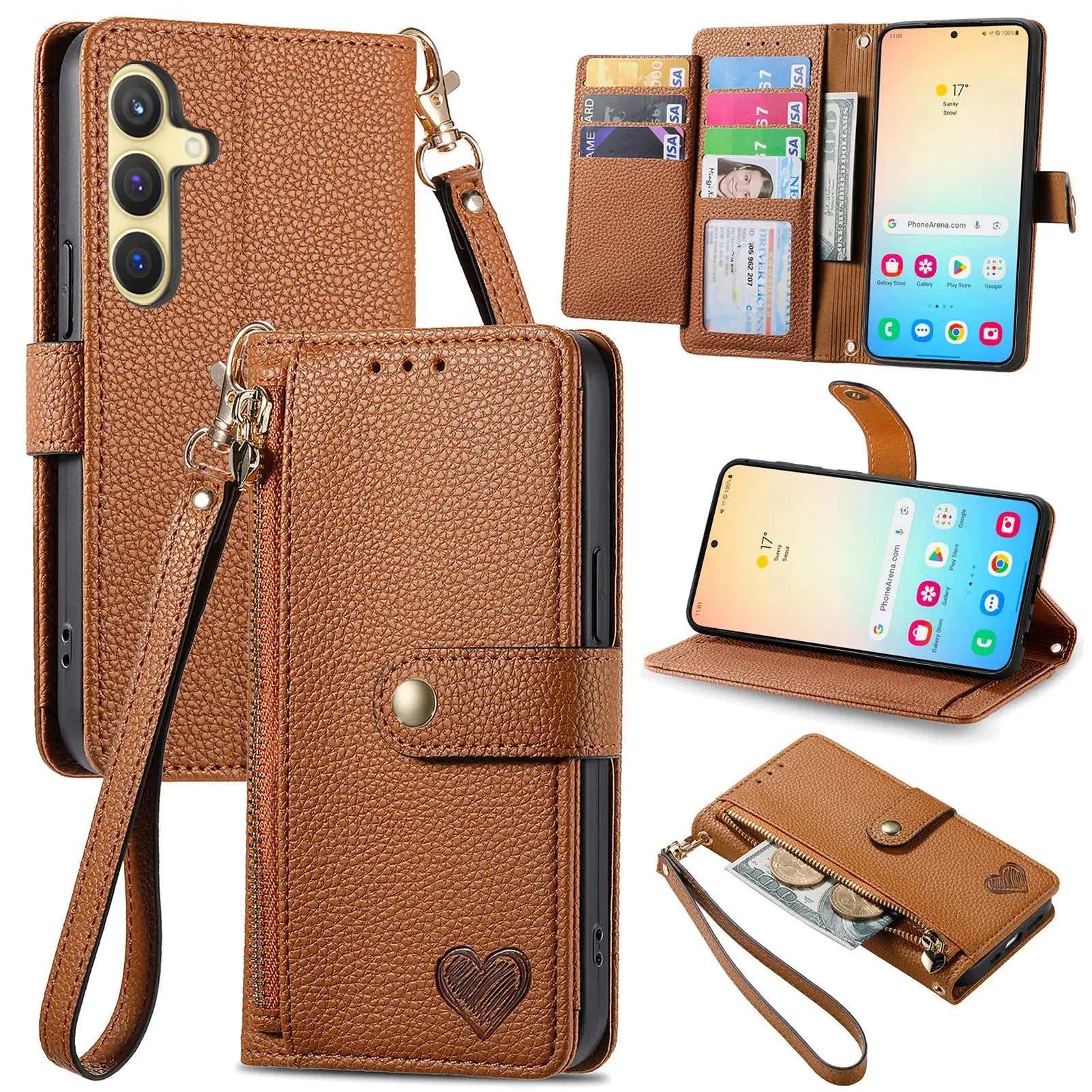 Love Heart Flip Wallet Leather Case For Samsung
