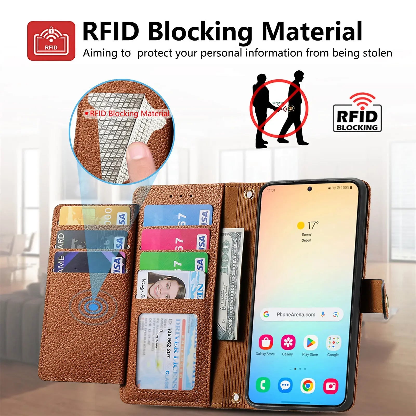 Love Heart Flip Wallet Leather Case For Samsung