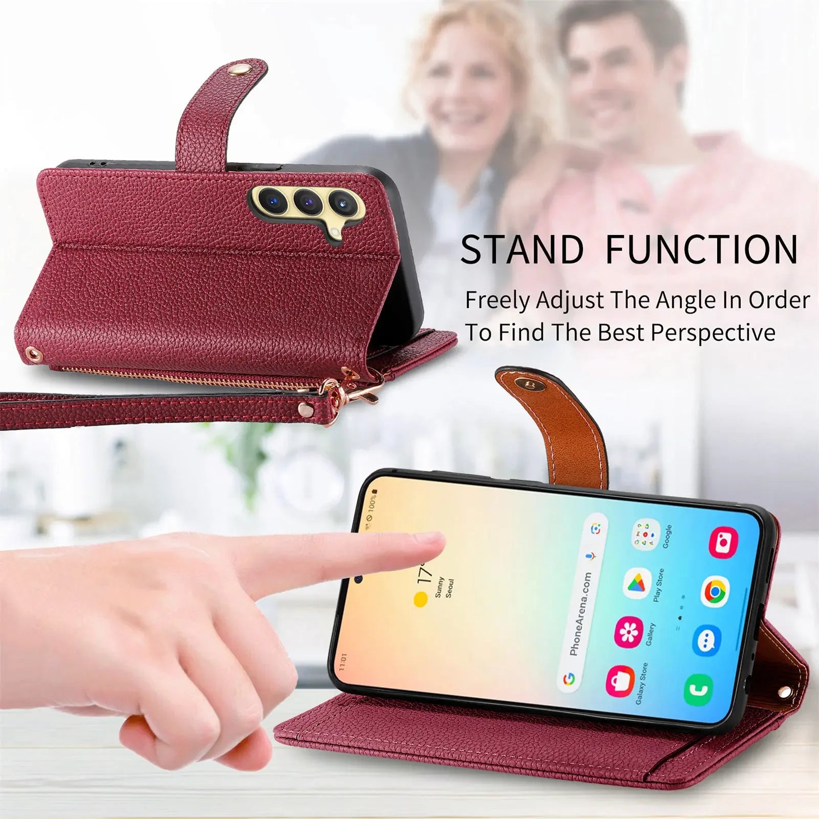 Love Heart Flip Wallet Leather Case For Samsung