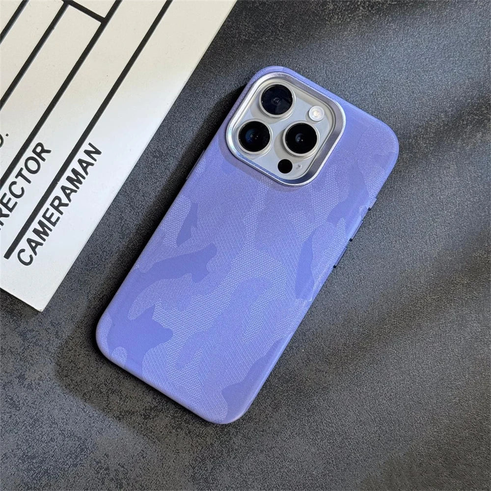 MagSafe Magnetic Camouflage Shockproof Armor Leather Case For iPhone