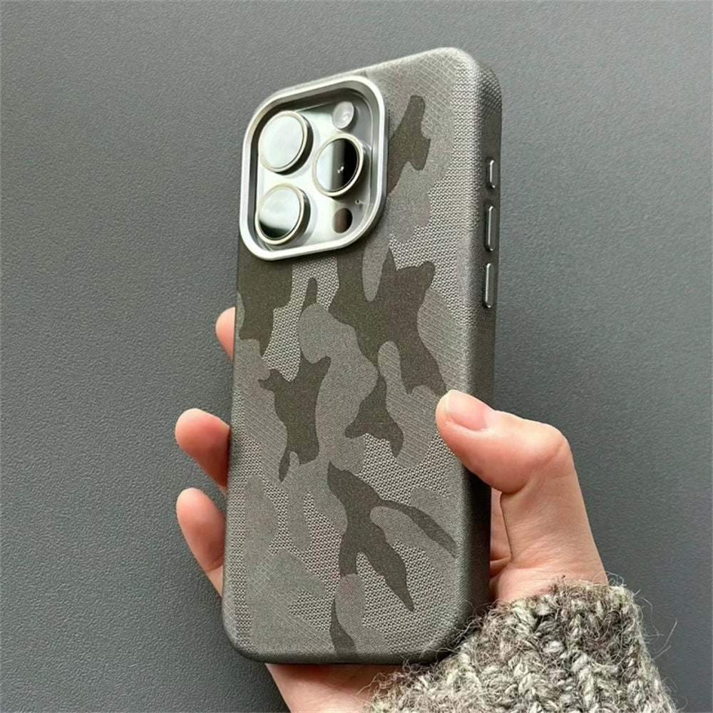 MagSafe Magnetic Camouflage Shockproof Armor Leather Case For iPhone