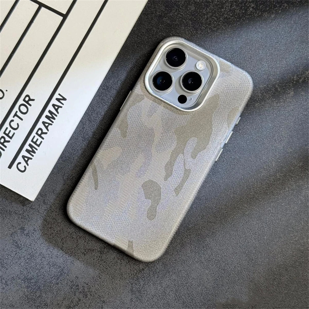 MagSafe Magnetic Camouflage Shockproof Armor Leather Case For iPhone