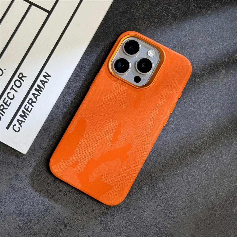 MagSafe Magnetic Camouflage Shockproof Armor Leather Case For iPhone