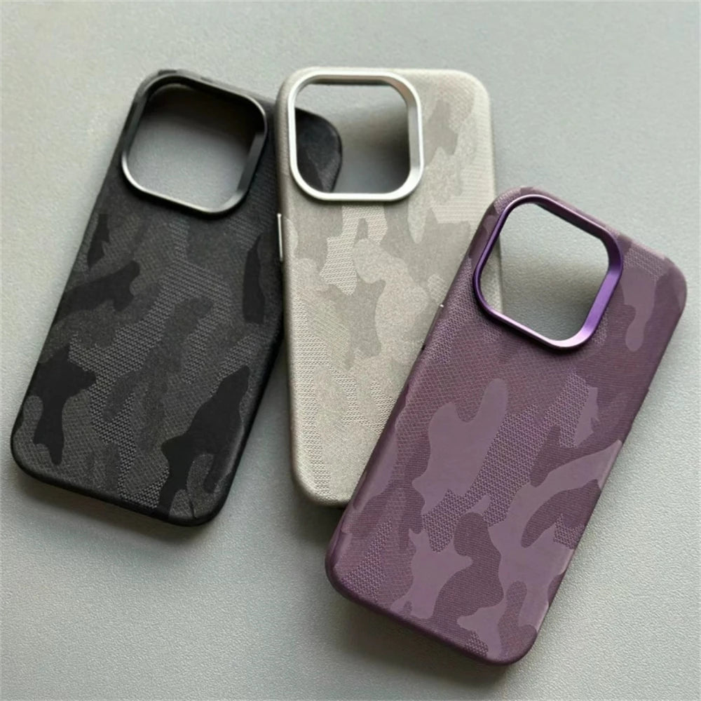 MagSafe Magnetic Camouflage Shockproof Armor Leather Case For iPhone