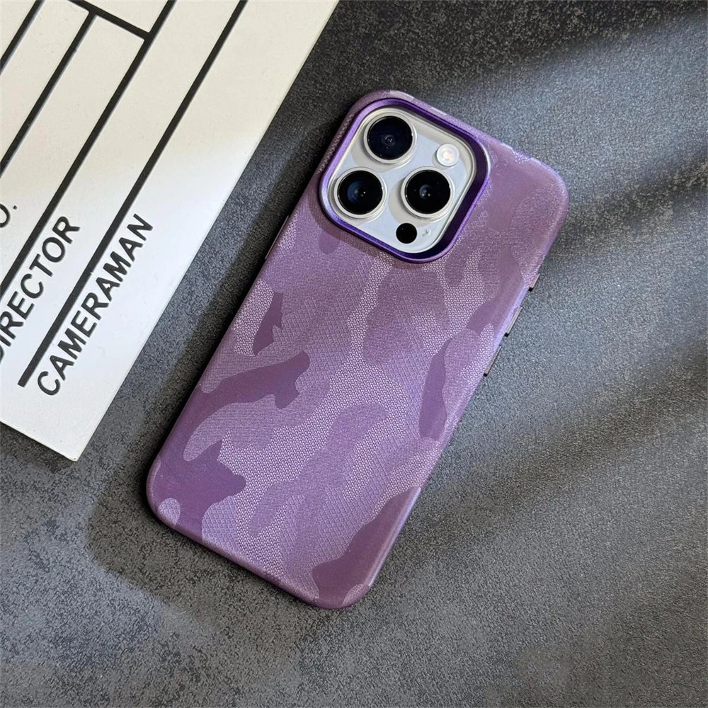 MagSafe Magnetic Camouflage Shockproof Armor Leather Case For iPhone