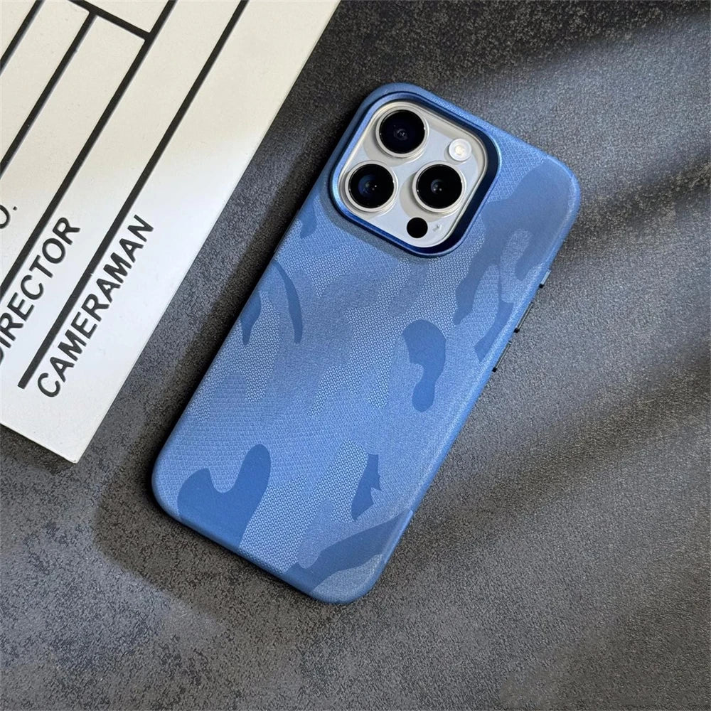 MagSafe Magnetic Camouflage Shockproof Armor Leather Case For iPhone