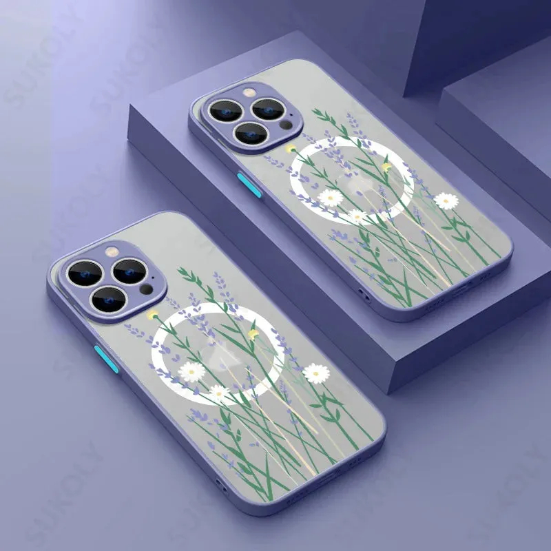 Magsafe Magnetic ShockProof Flowers  Case For iPhone