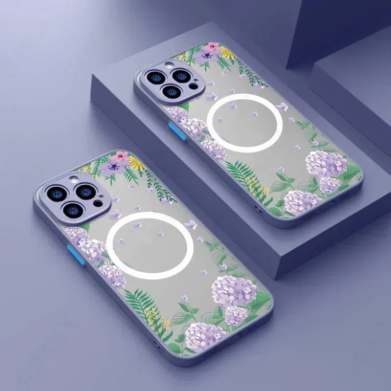 Magsafe Magnetic ShockProof Flowers  Case For iPhone