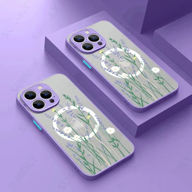 Magsafe Magnetic ShockProof Flowers  Case For iPhone