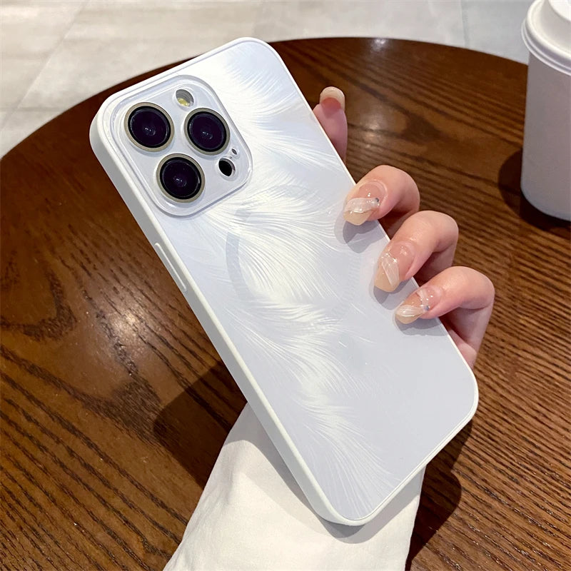 Magsafe Magnetic Gradient Flowing Phoenix Tail Pattern Case For iPhone