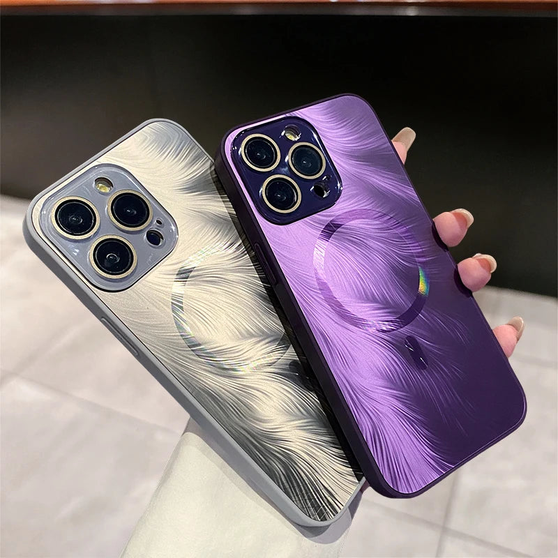 Magsafe Magnetic Gradient Flowing Phoenix Tail Pattern Case For iPhone