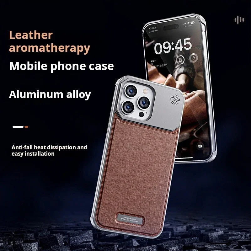 Luxury Leather Metal  Magnetic  Fragrance  Case For iphone