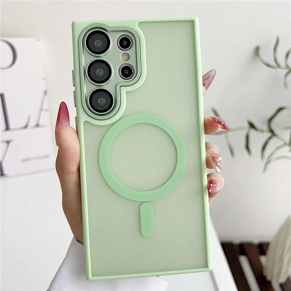 Magsafe Magnetic  Lens Film Protection Matte Translucent Case For Samsung 