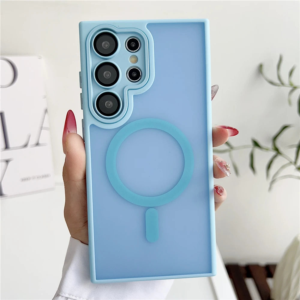 Magsafe Magnetic  Lens Film Protection Matte Translucent Case For Samsung 