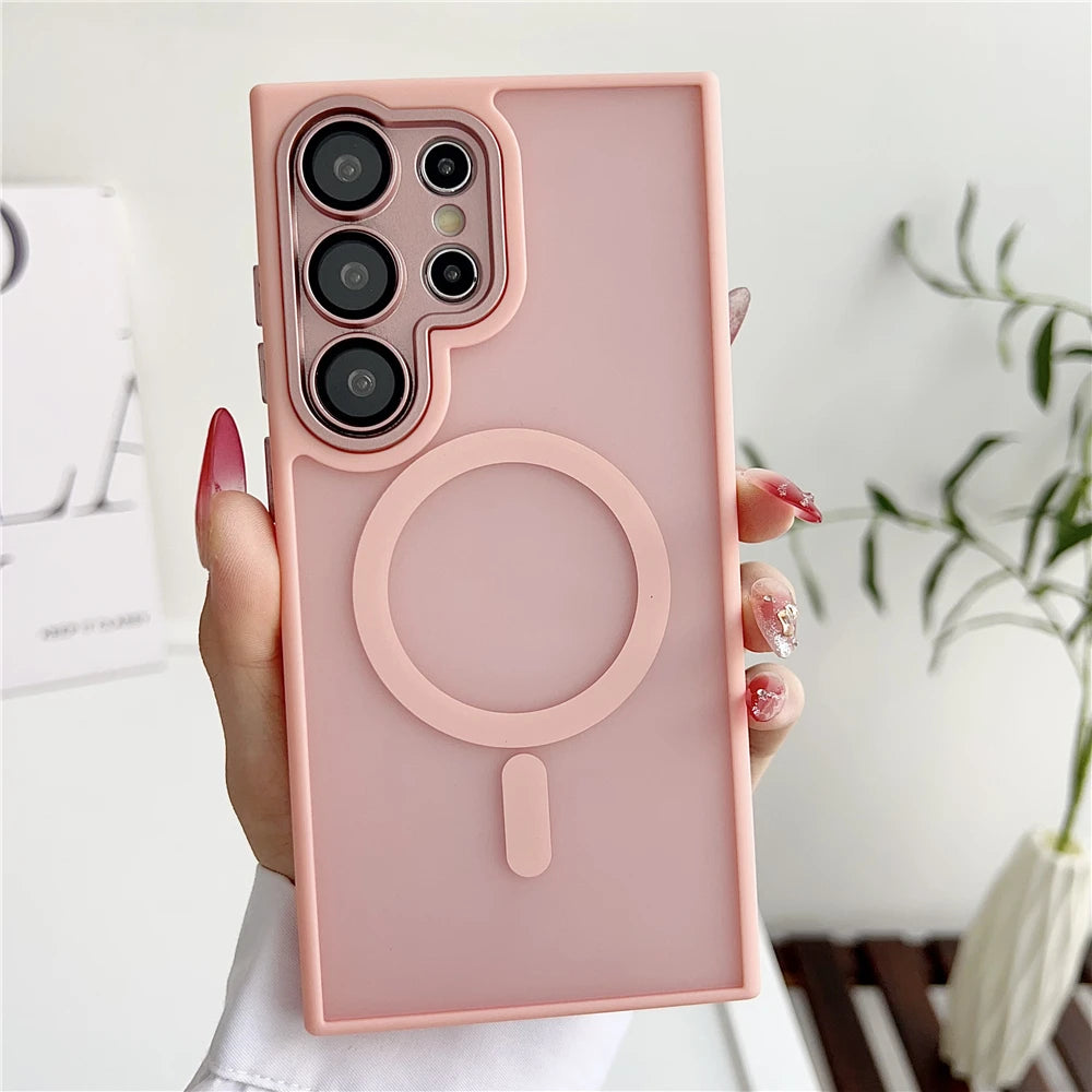 Magsafe Magnetic  Lens Film Protection Matte Translucent Case For Samsung 