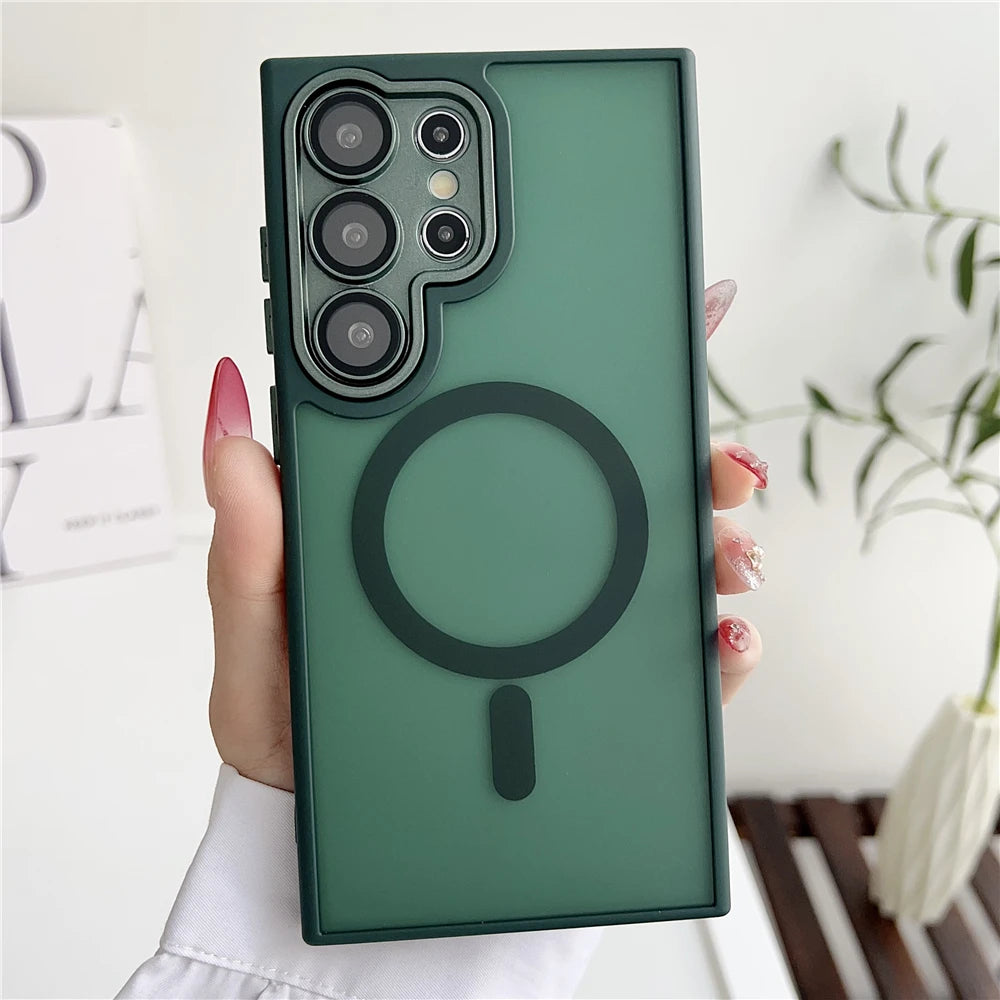 Magsafe Magnetic  Lens Film Protection Matte Translucent Case For Samsung 