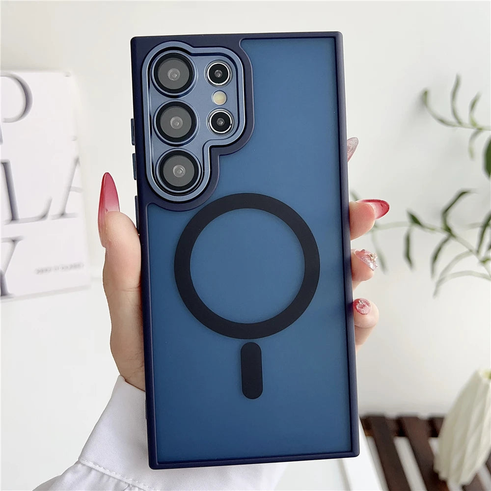 Magsafe Magnetic  Lens Film Protection Matte Translucent Case For Samsung 