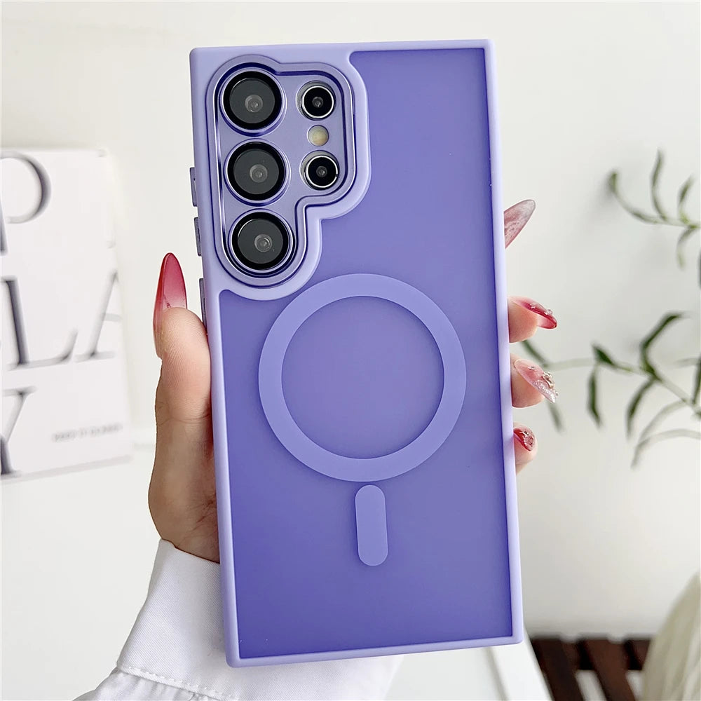 Magsafe Magnetic  Lens Film Protection Matte Translucent Case For Samsung 