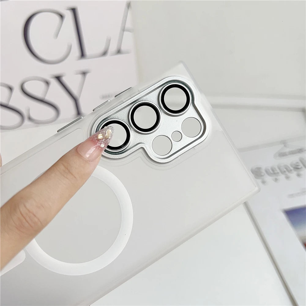 Magsafe Magnetic  Lens Film Protection Matte Translucent Case For Samsung 