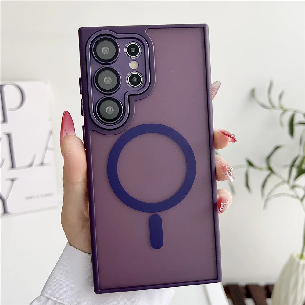 Magsafe Magnetic  Lens Film Protection Matte Translucent Case For Samsung 