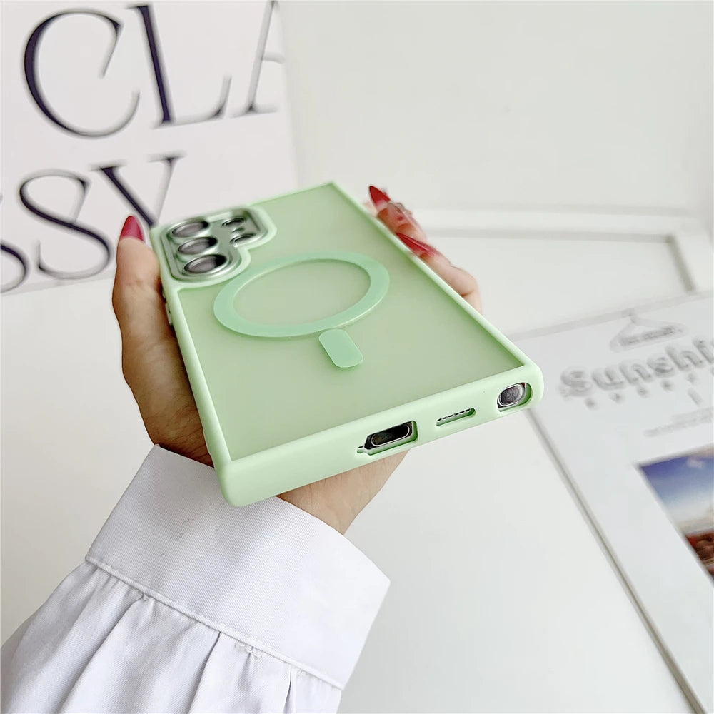 Magsafe Magnetic  Lens Film Protection Matte Translucent Case For Samsung 