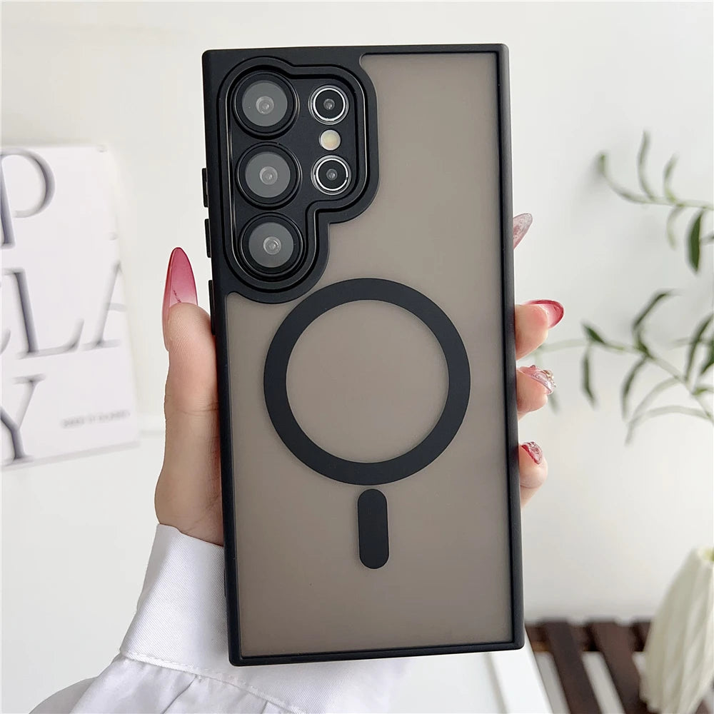 Magsafe Magnetic  Lens Film Protection Matte Translucent Case For Samsung 