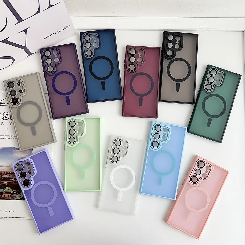 Magsafe Magnetic  Lens Film Protection Matte Translucent Case For Samsung 