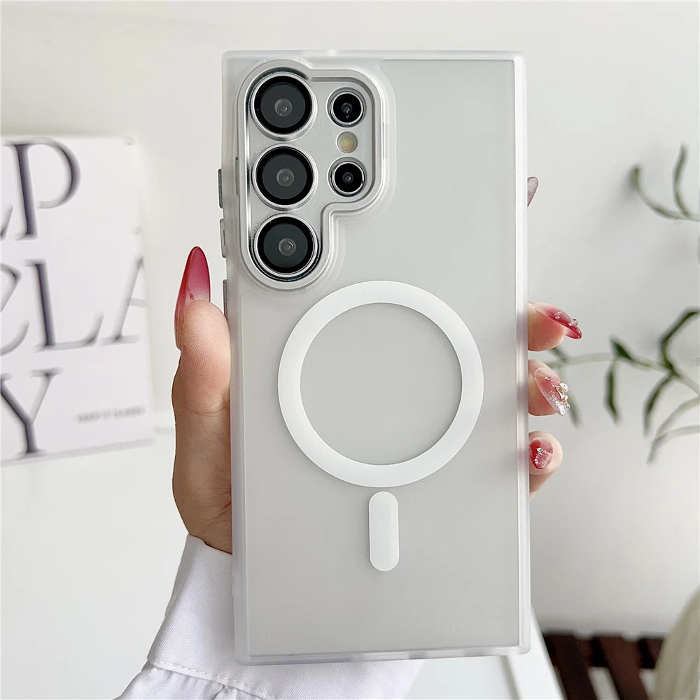 Magsafe Magnetic  Lens Film Protection Matte Translucent Case For Samsung 
