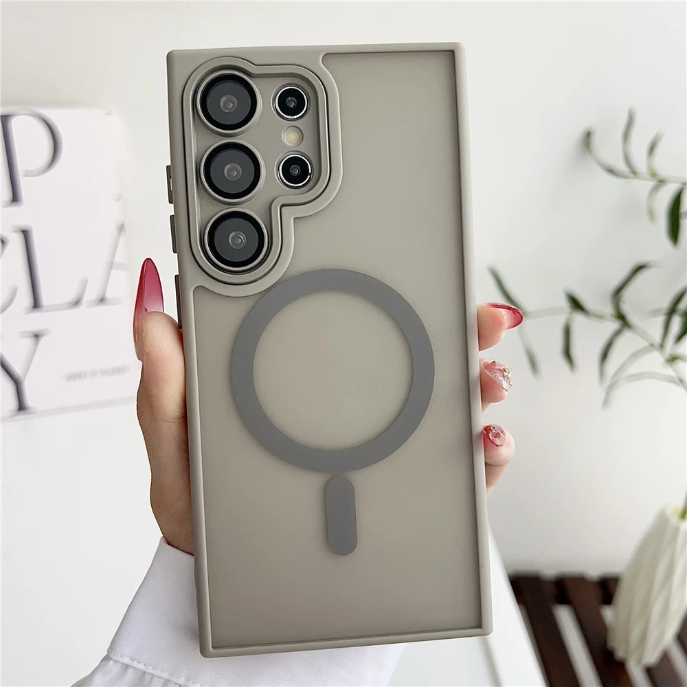 Magsafe Magnetic  Lens Film Protection Matte Translucent Case For Samsung 