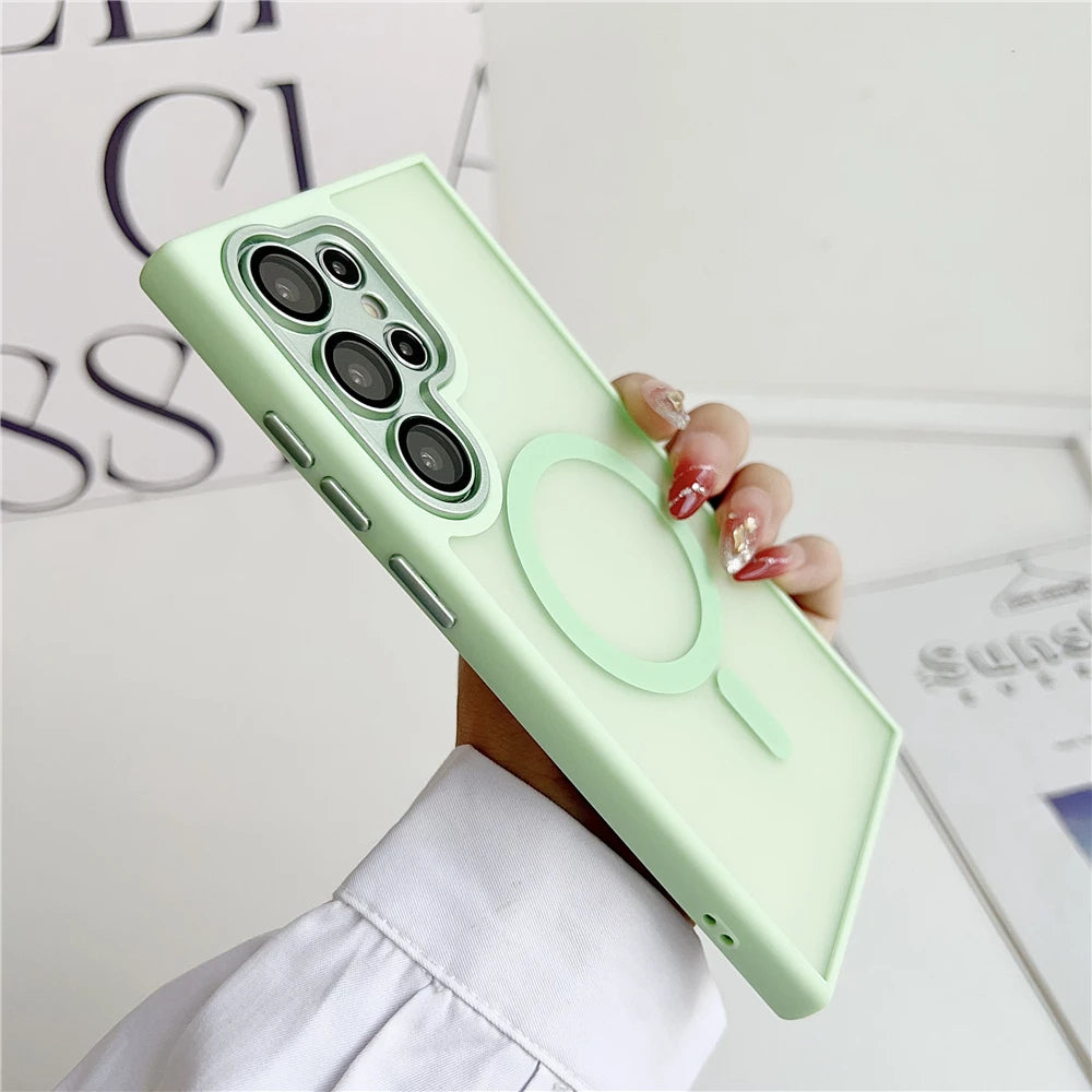 Magsafe Magnetic  Lens Film Protection Matte Translucent Case For Samsung 