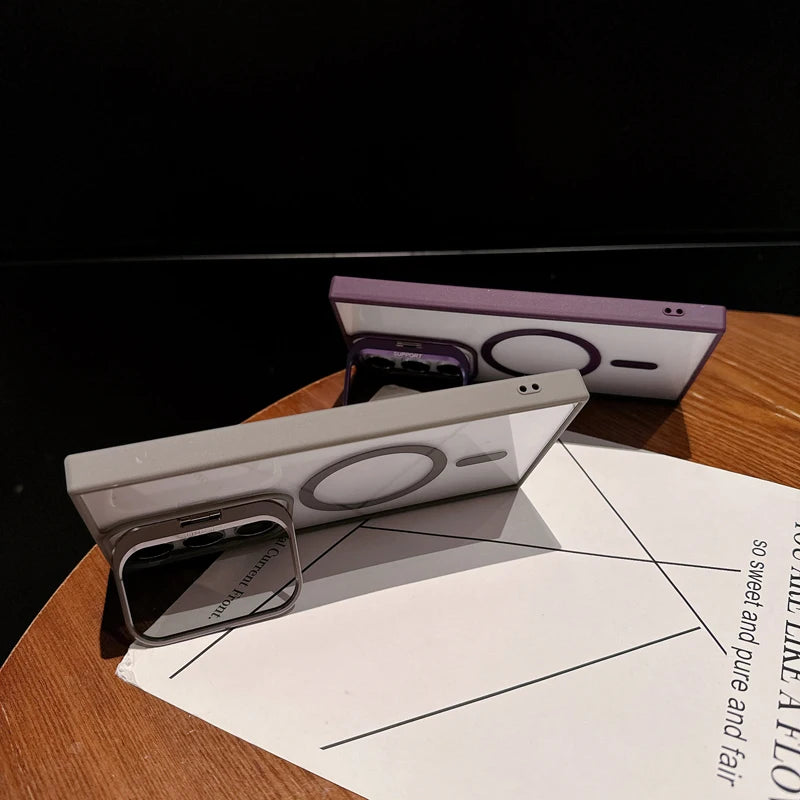 Luxury  Magsafe Magnetic Stand Lens Protector Shockproof Case For Samsung