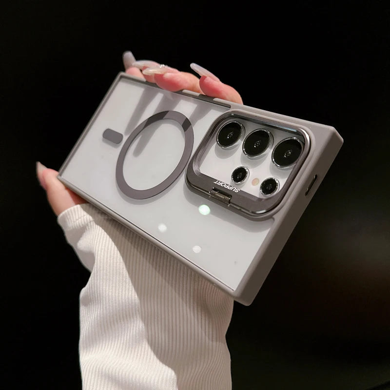 Luxury  Magsafe Magnetic Stand Lens Protector Shockproof Case For Samsung