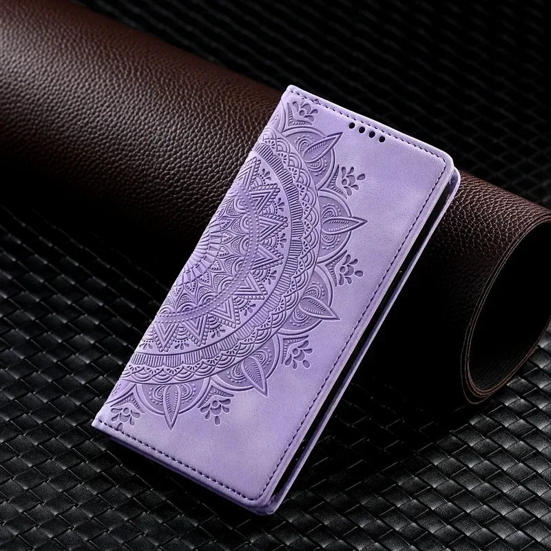 Luxury Mandala Pattern Magnetic Wallet Case For Samsung