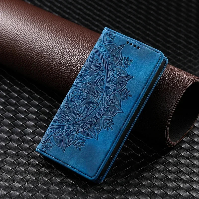 Luxury Mandala Pattern Magnetic Wallet Case For Samsung