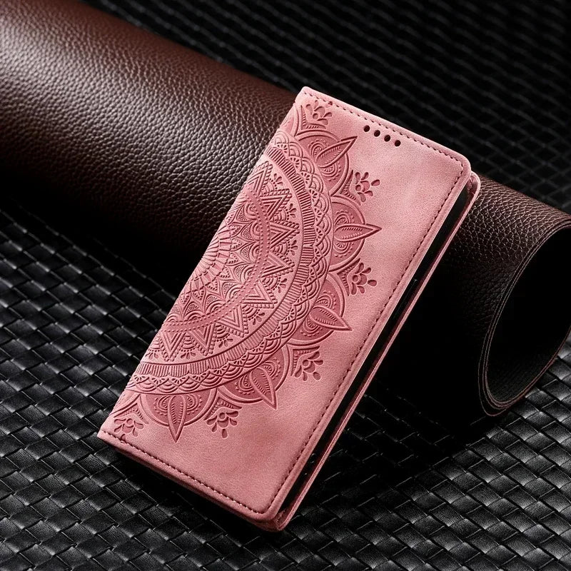 Luxury Mandala Pattern Magnetic Wallet Case For Samsung