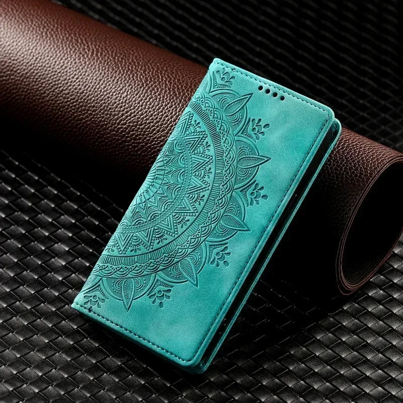 Luxury Mandala Pattern Magnetic Wallet Case For Samsung