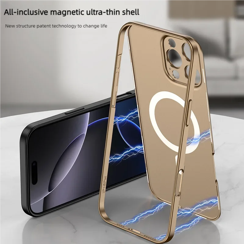 Support Magsafe magnetic charging Luxury Matte Metal Bumper  Case For iPhone