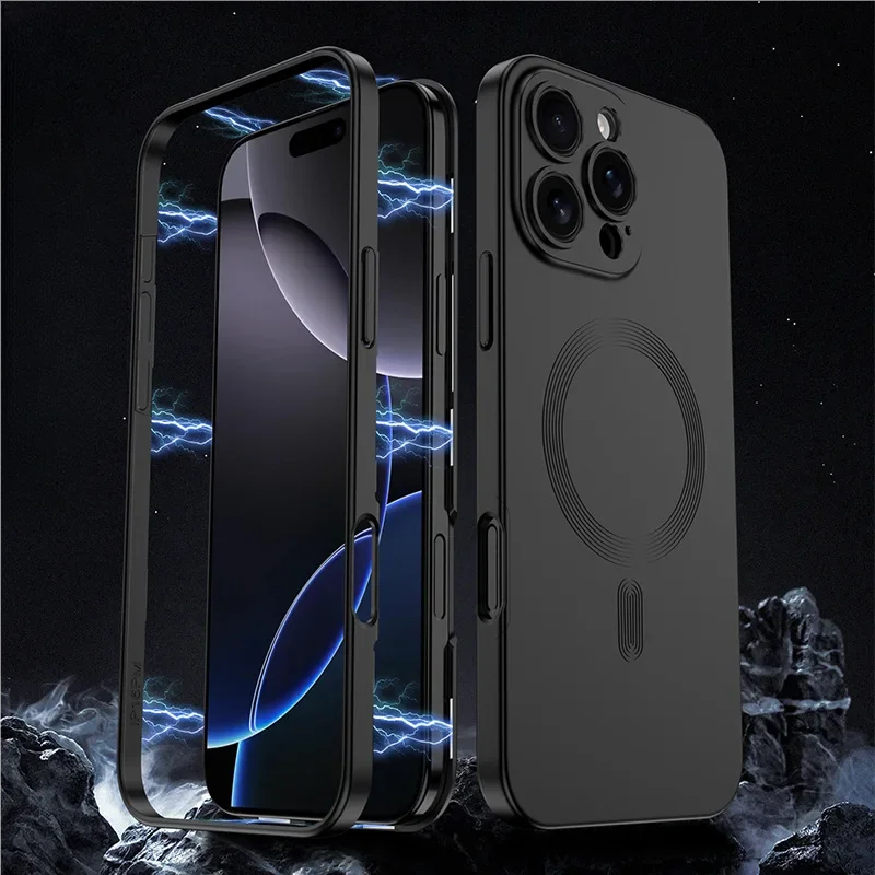 Support Magsafe magnetic charging Luxury Matte Metal Bumper  Case For iPhone