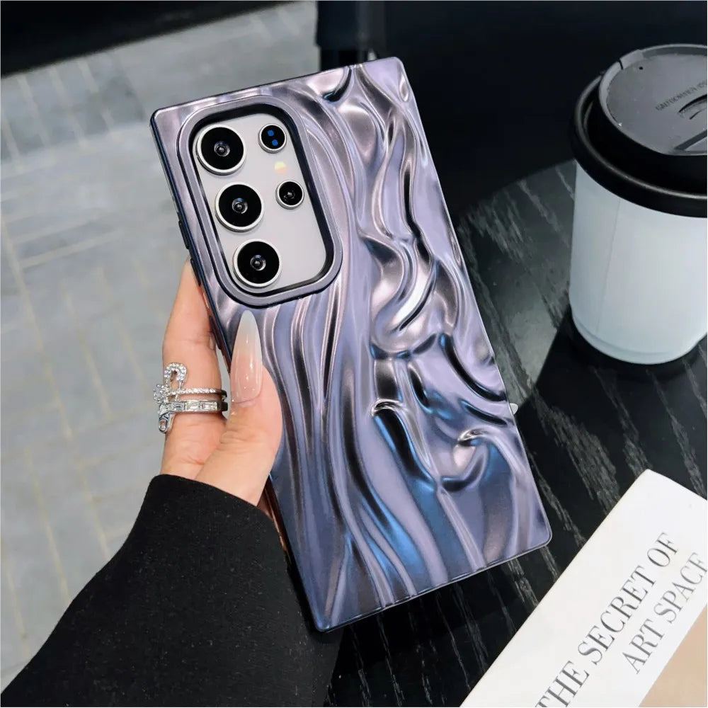 Matte 3D Fold Texture Shockproof Case For Samsung
