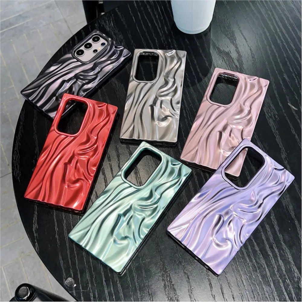 Matte 3D Fold Texture Shockproof Case For Samsung
